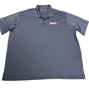 Atlanta Braves Mens Blue Strip Polo Shirt Sz XXL Antigua MLB